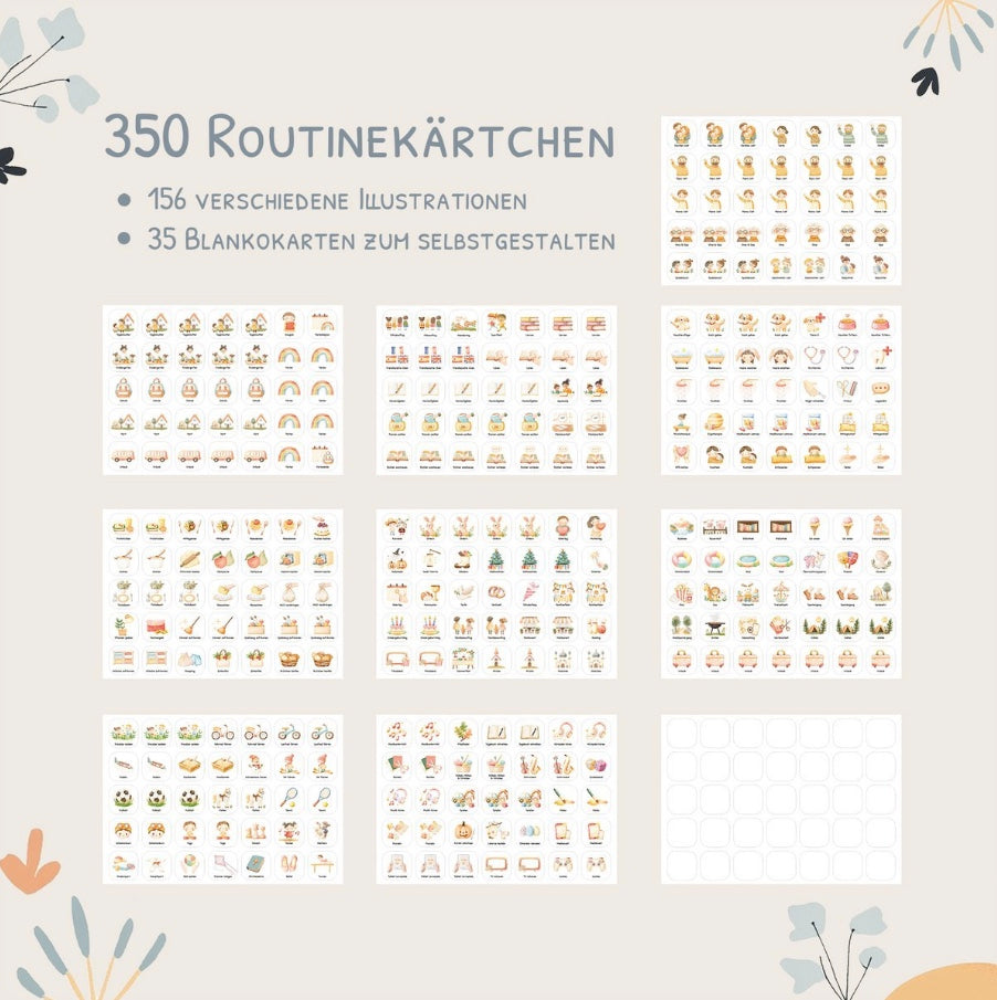 Wochenplaner Kinder inkl. 350 Routinekärtchen - Motiv Einhorn