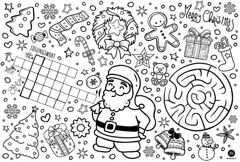 Platzsets zum Ausmalen aus Papier Weihnachten 12 Stück
