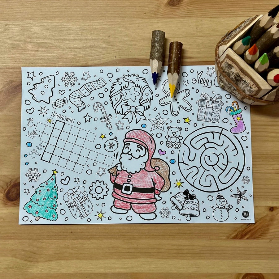 Platzsets zum Ausmalen aus Papier Weihnachten 12 Stück