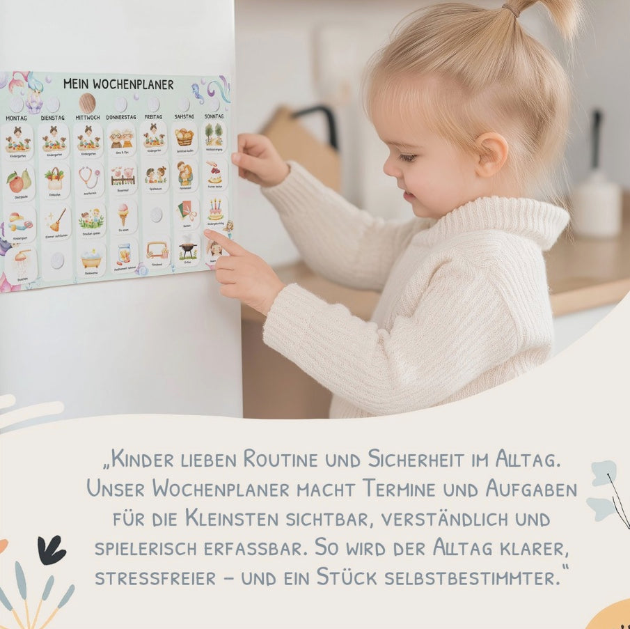 Wochenplaner Kinder inkl. 350 Routinekärtchen - Motiv Meerjungfrau