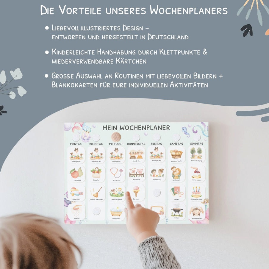 Wochenplaner Kinder inkl. 350 Routinekärtchen - Motiv Meerjungfrau