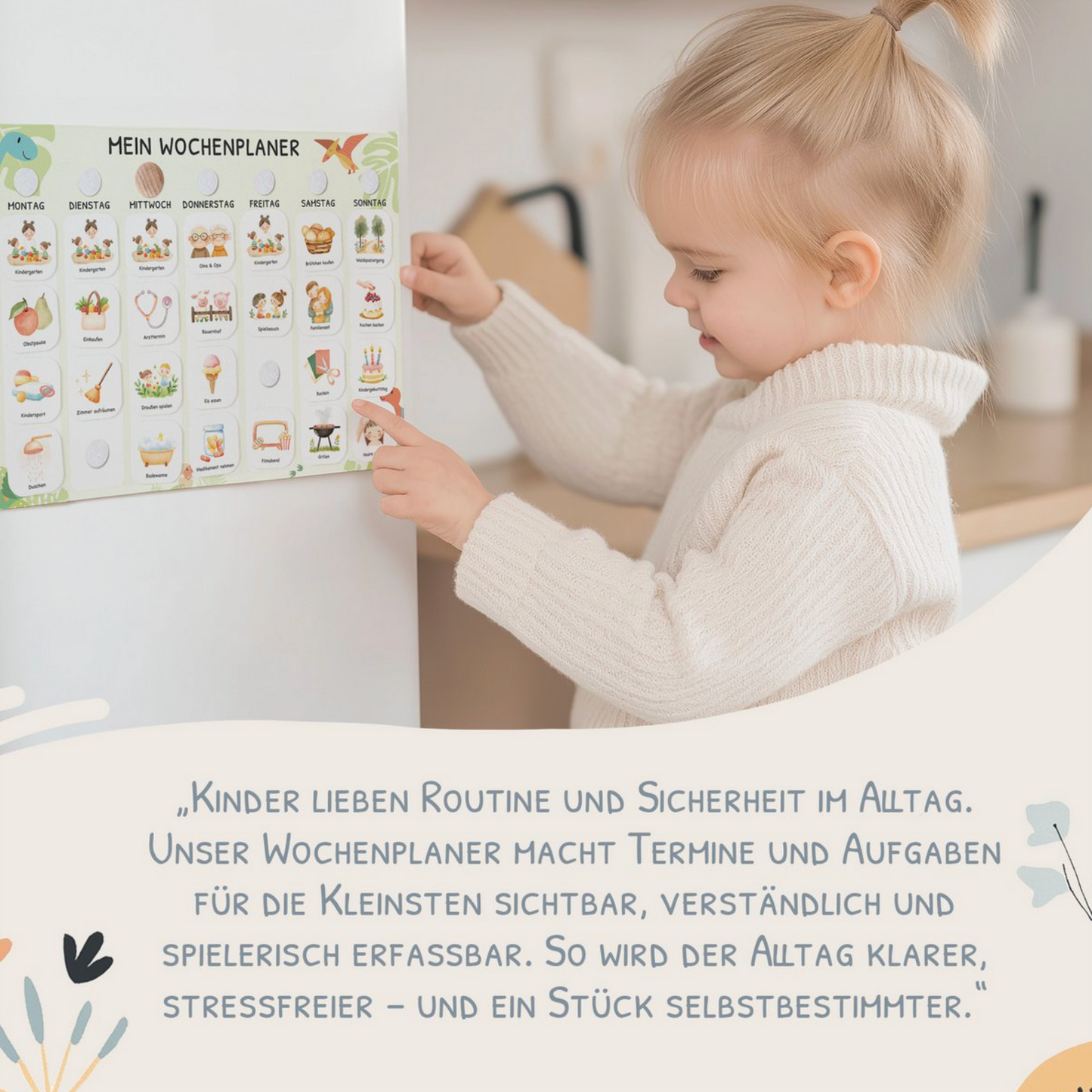 Wochenplaner Kinder inkl. 350 Routinekärtchen - Motiv Dino
