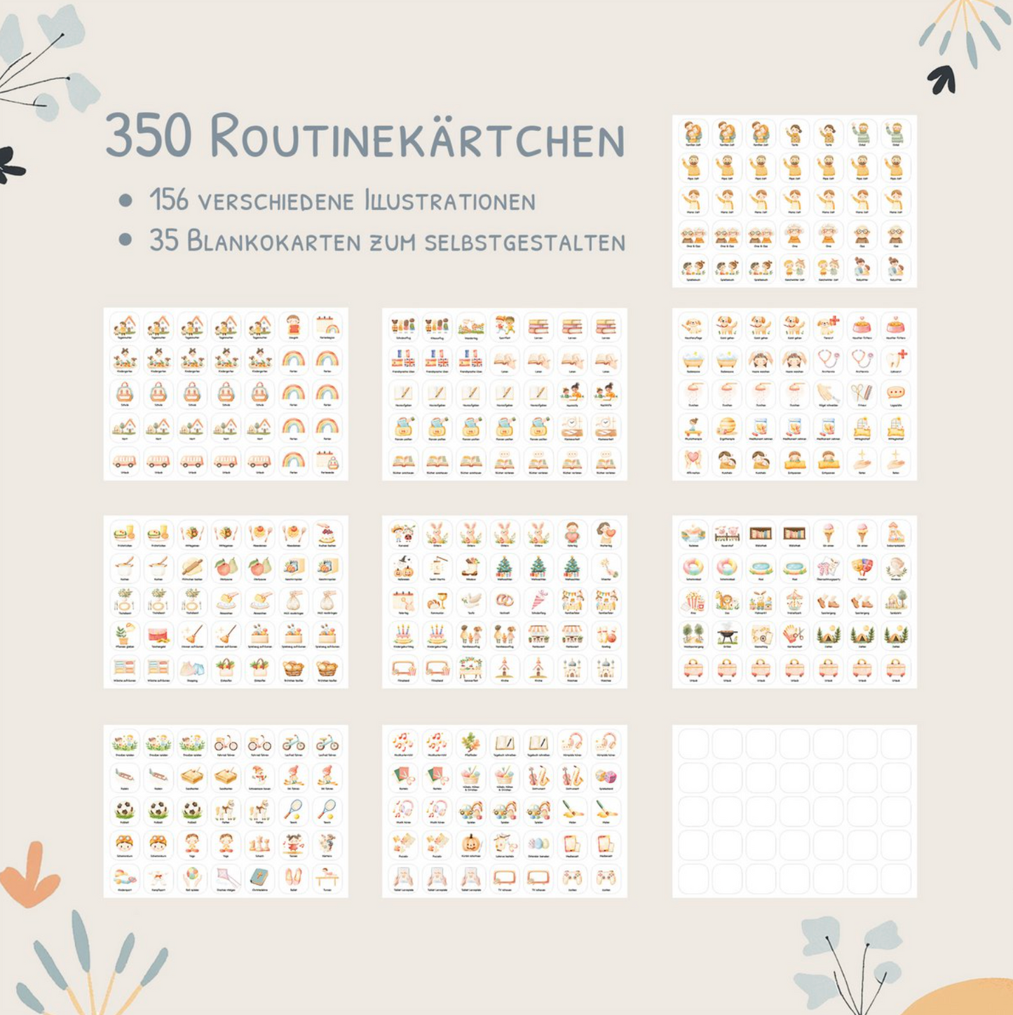 Wochenplaner Kinder inkl. 350 Routinekärtchen - Motiv Dino