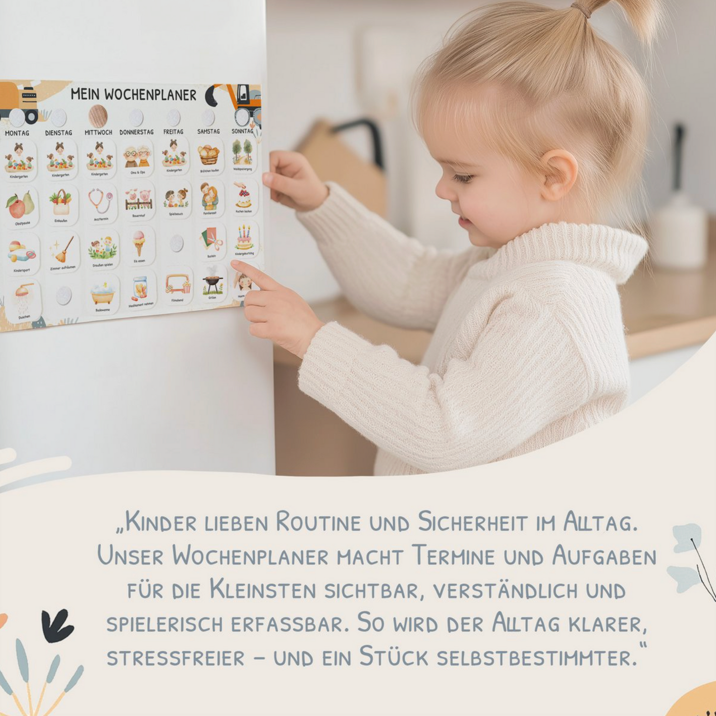 Wochenplaner Kinder inkl. 350 Routinekärtchen - Motiv Bagger