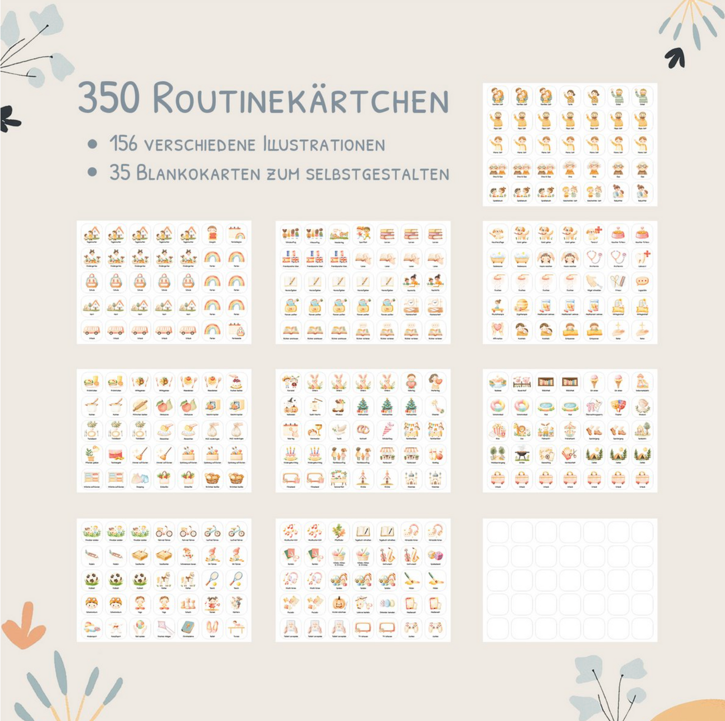 Wochenplaner Kinder inkl. 350 Routinekärtchen - Motiv Bagger