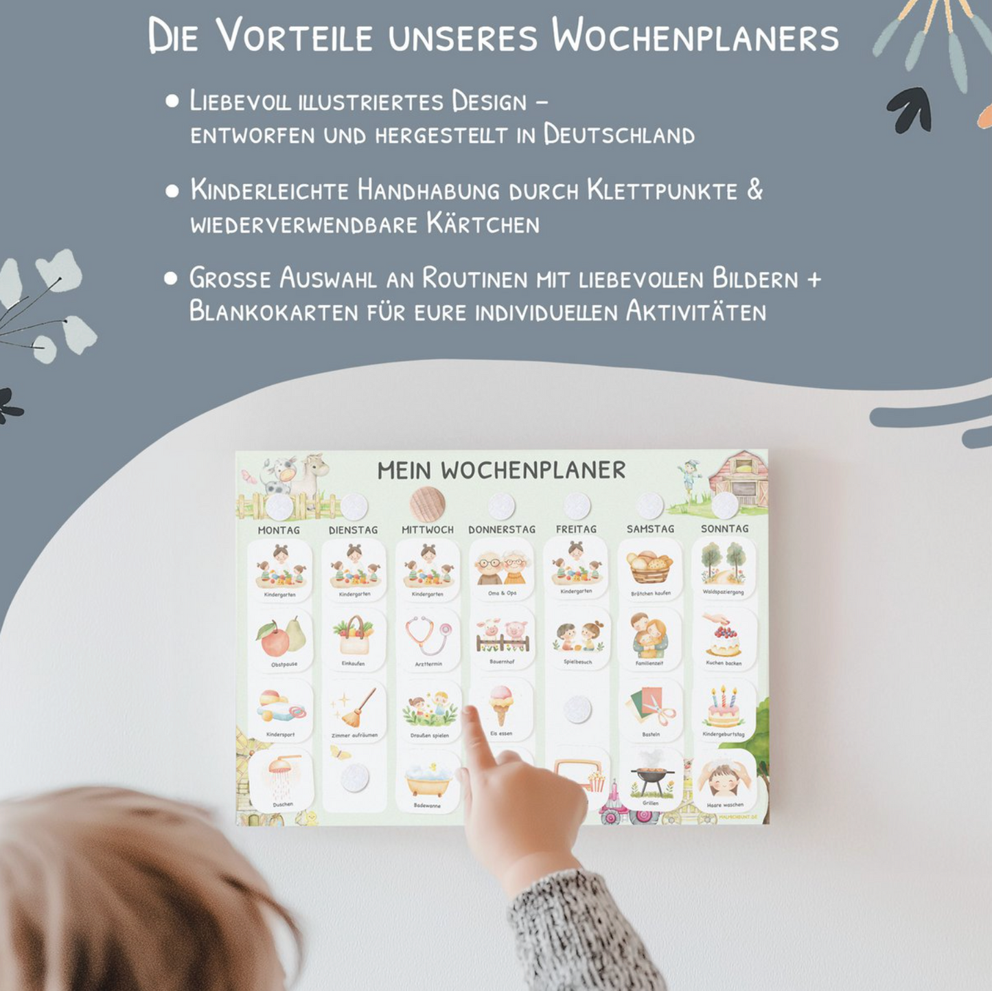 Wochenplaner Kinder inkl. 350 Routinekärtchen - Motiv Bauernhof