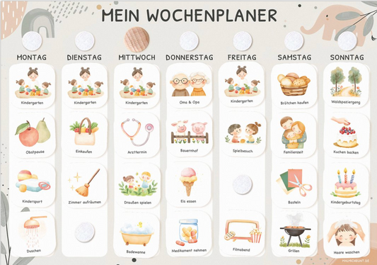 Wochenplaner Kinder inkl. 350 Routinekärtchen - Motiv Kleiner Elefant