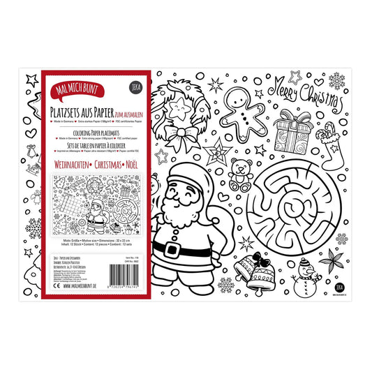 Platzsets zum Ausmalen aus Papier Weihnachten 12 Stück