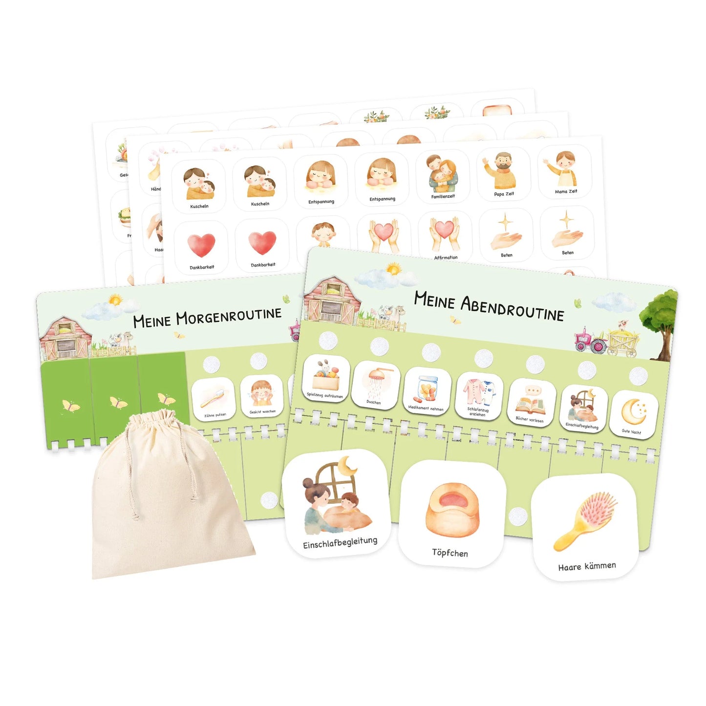 Routineplaner (Morgen & Abend) inkl. 105 Routinekärtchen - Bauernhof