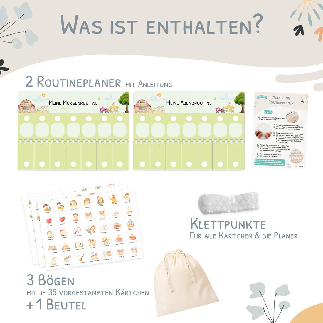 Routineplaner (Morgen & Abend) inkl. 105 Routinekärtchen - Bauernhof