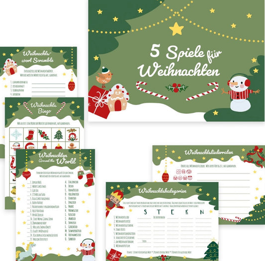 Weihnachtsspiele-Set Tannengrün
