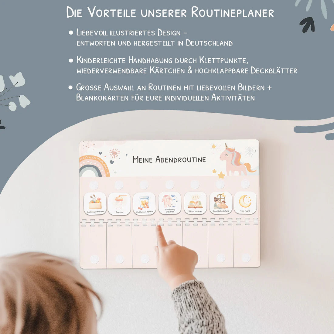 Routineplaner (Morgen & Abend) inkl. 105 Routinekärtchen - Einhorn