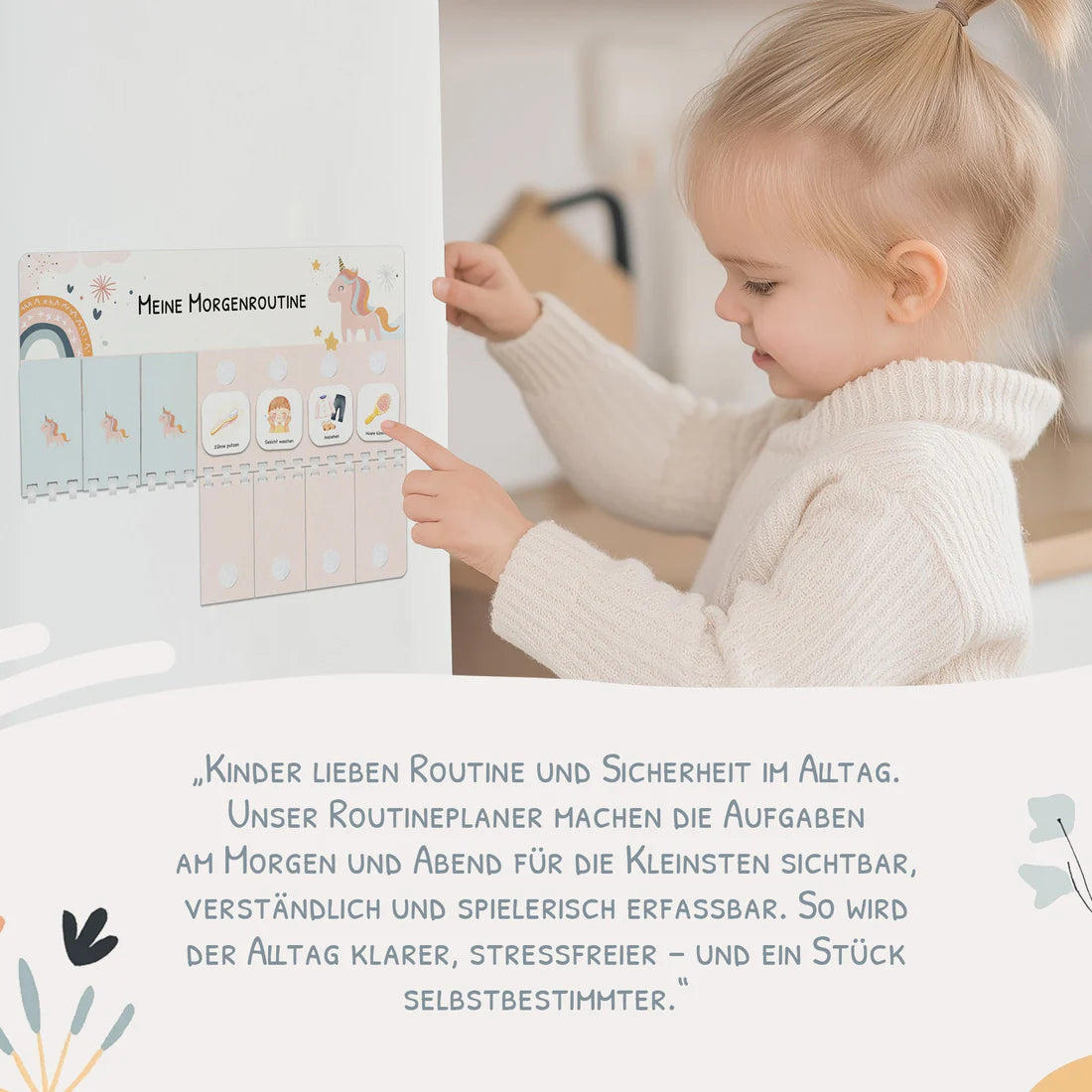 Routineplaner (Morgen & Abend) inkl. 105 Routinekärtchen - Einhorn